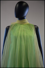 Vintage 1960s Yellow Green Organza Trapeze Dress