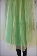 Vintage 1960s Yellow Green Organza Trapeze Dress