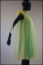 Vintage 1960s Yellow Green Organza Trapeze Dress