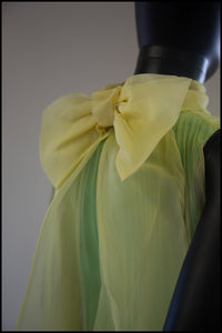 Vintage 1960s Yellow Green Organza Trapeze Dress