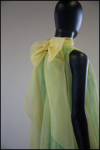 Vintage 1960s Yellow Green Organza Trapeze Dress