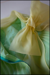 Vintage 1960s Yellow Green Organza Trapeze Dress