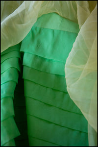 Vintage 1960s Yellow Green Organza Trapeze Dress