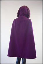 Vintage 1960s Purple Wool Hooded Cape