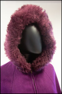 Vintage 1960s Purple Wool Hooded Cape