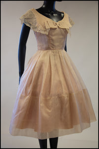 vintage 1950s blush organza silk dress alexandra king