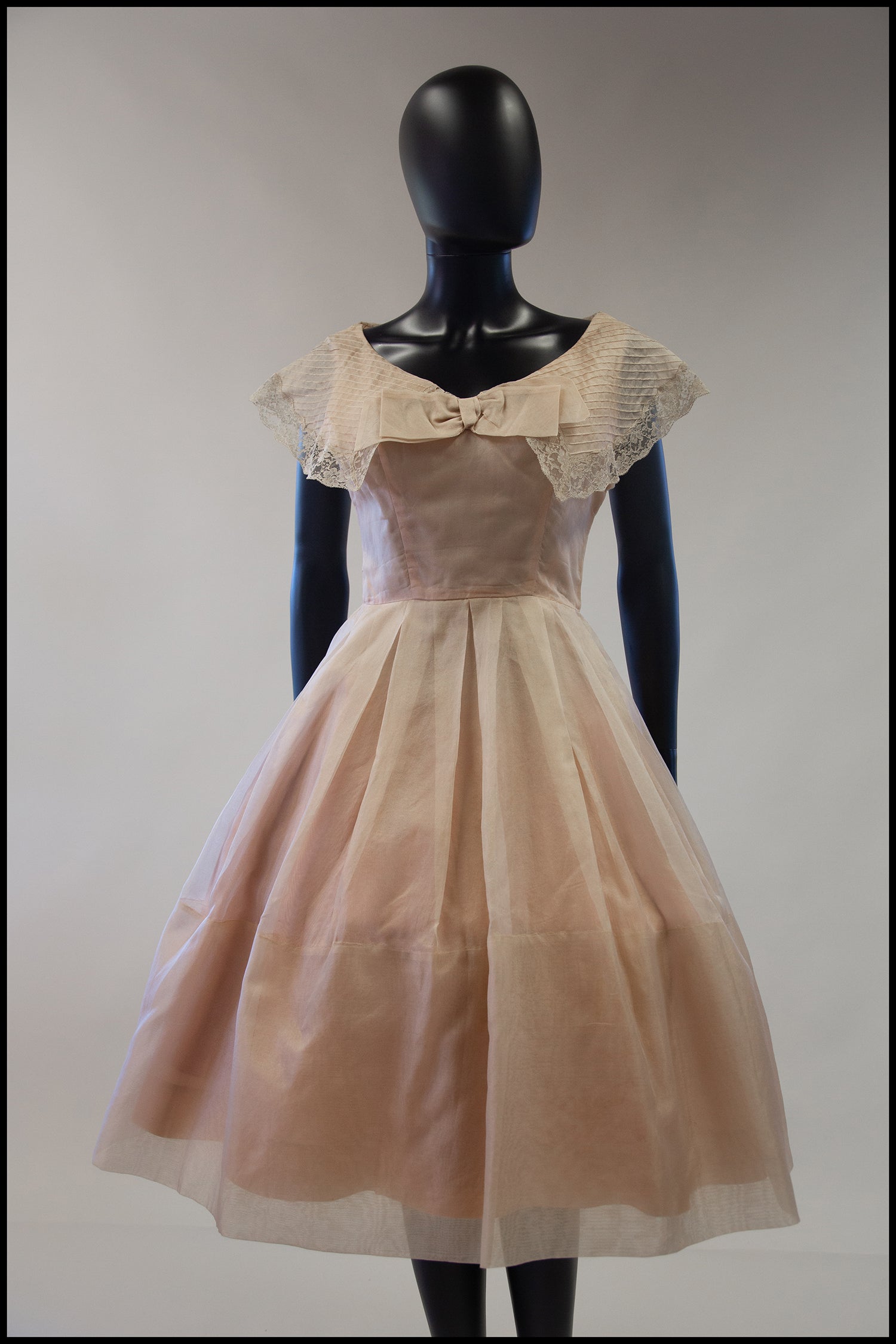 Vintage 1950s Blush Silk Organdie Dress