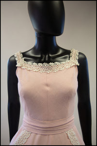 vintage 1950s pink linen and guipure lace dress alexandra king