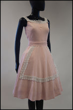 Vintage 1950s Pink Linen and Lace Dress