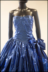 Vintage 1980s Blue Metallic Ballgown Dress