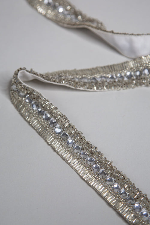 silver bead and crystal bridal belt hand made by Alexandra King
