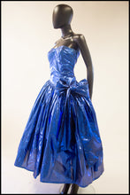 vintage 1980s metallic blue party dress alexandra king
