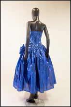 Vintage 1980s Blue Metallic Ballgown Dress
