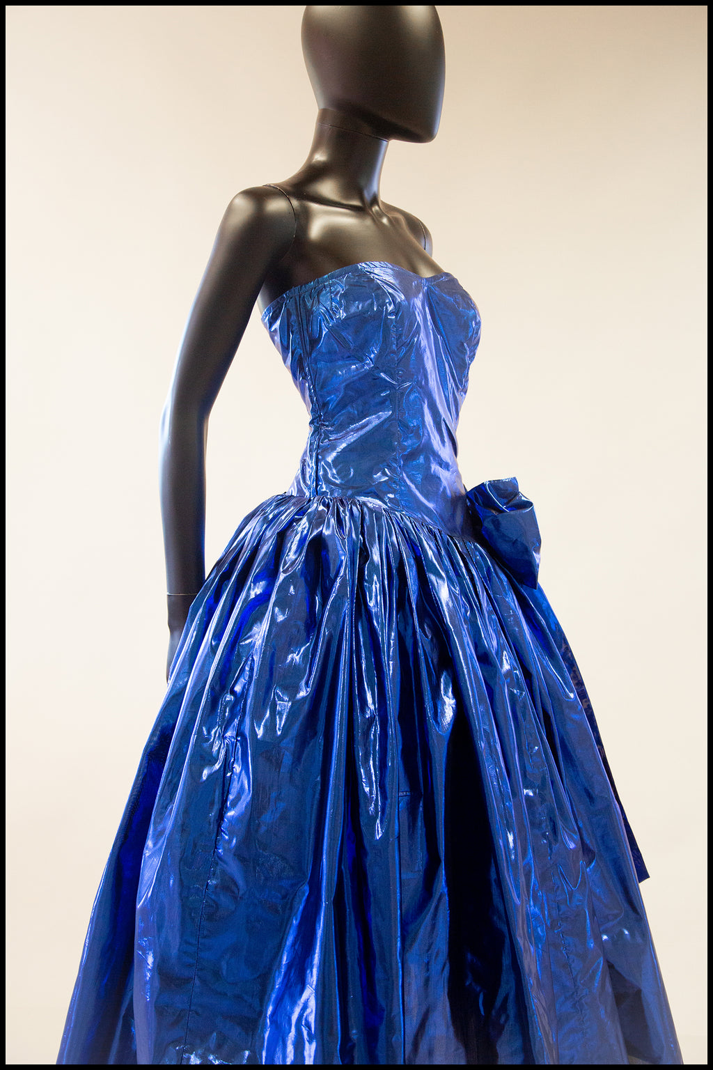 Vintage 1980s Blue Metallic Ballgown Dress