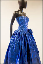 Vintage 1980s Blue Metallic Ballgown Dress