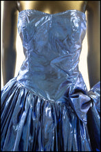 Vintage 1980s Blue Metallic Ballgown Dress
