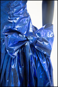 Vintage 1980s Blue Metallic Ballgown Dress