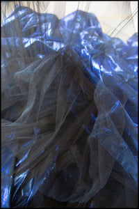 Vintage 1980s Blue Metallic Ballgown Dress