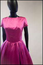 Vintage 1950s Magenta Pink Duchess Satin Party Dress
