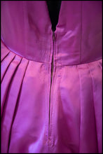 Vintage 1950s Magenta Pink Duchess Satin Party Dress