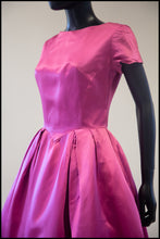 Vintage 1950s Magenta Pink Duchess Satin Party Dress