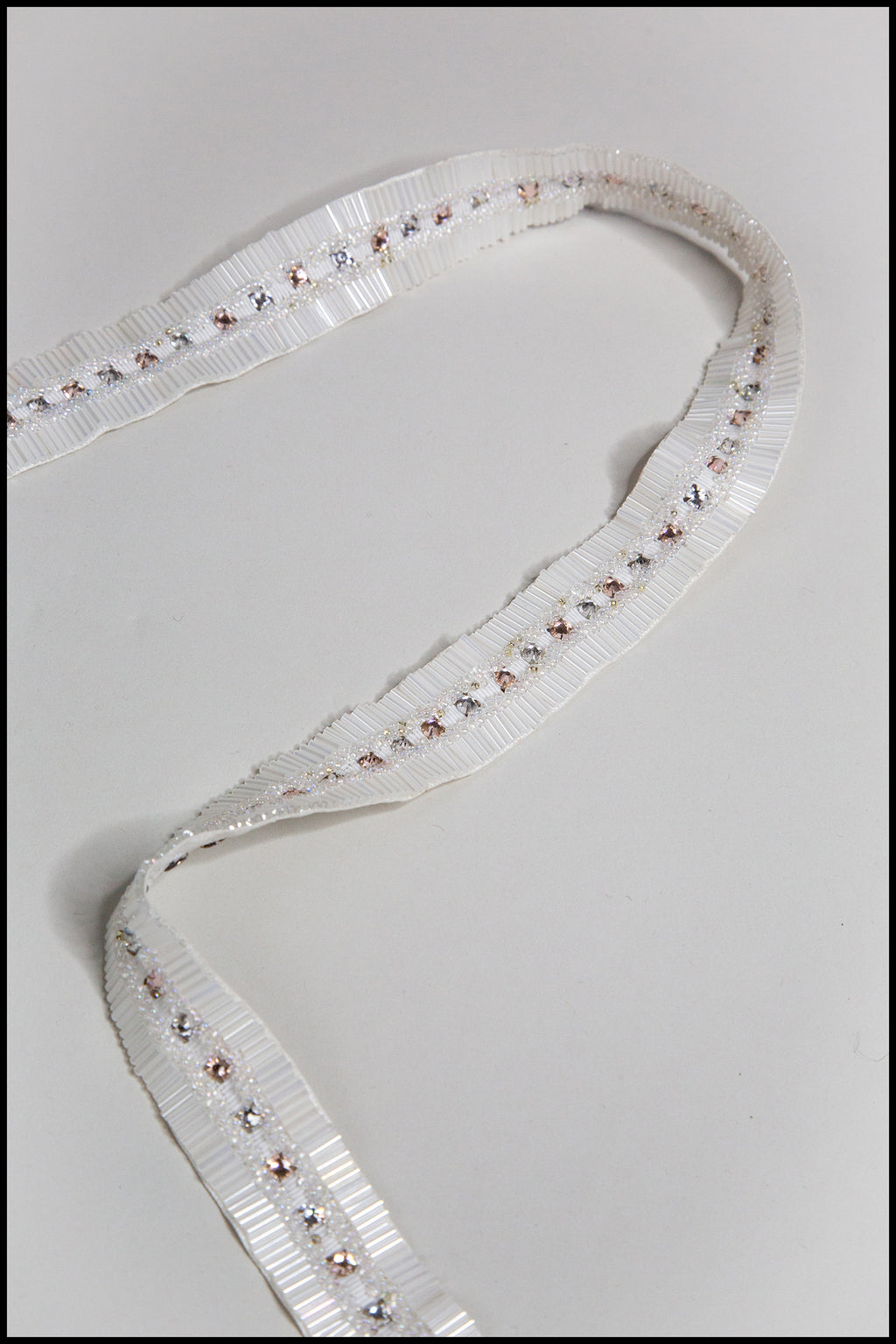 White and Pink Crystal Beaded Belt