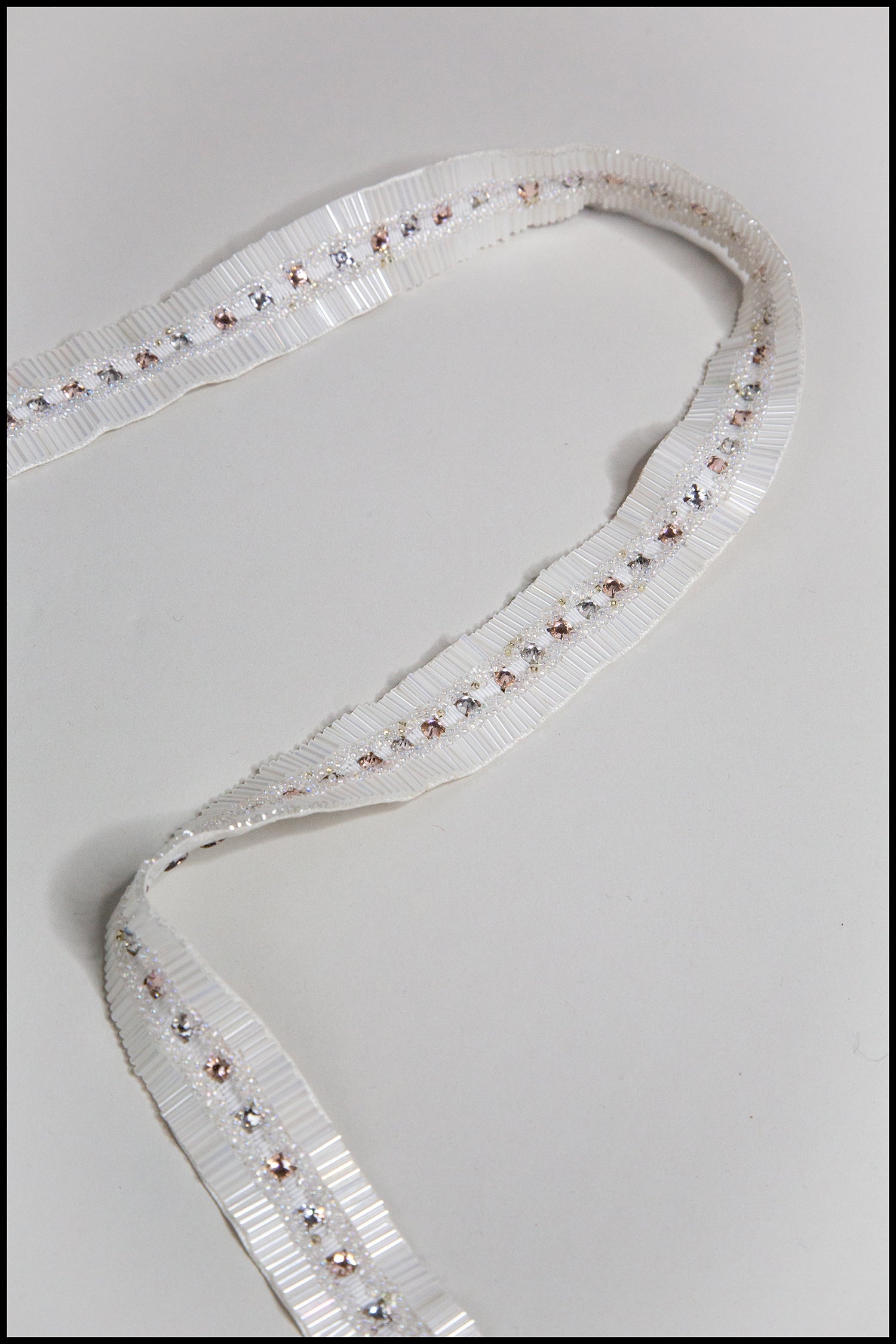 White and Pink Crystal Beaded Belt