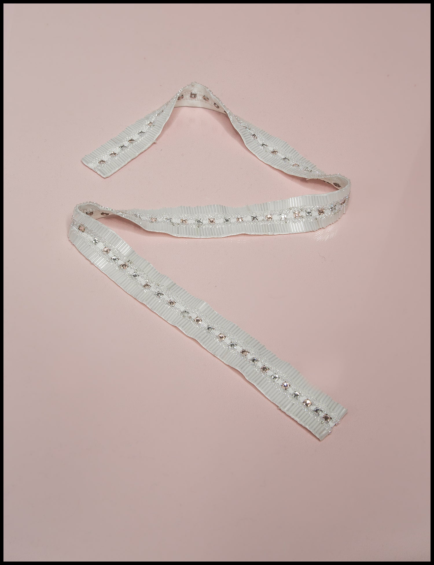 White and Pink Crystal Beaded Belt