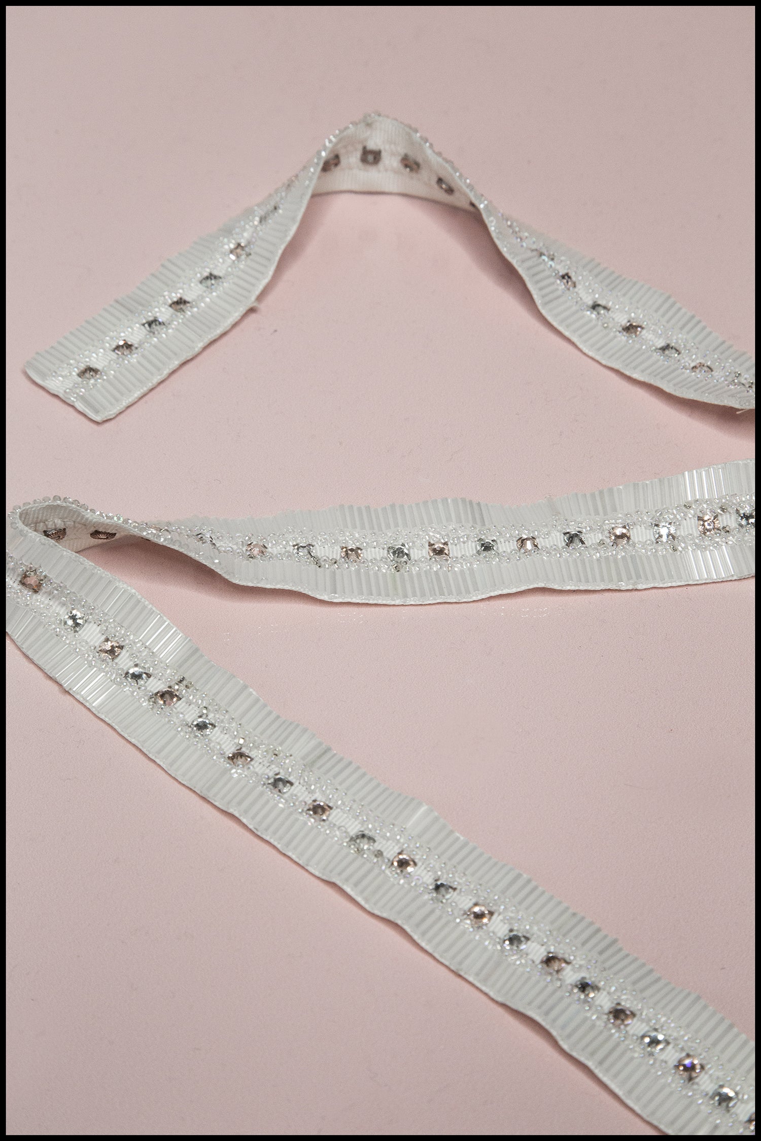 White and Pink Crystal Beaded Belt