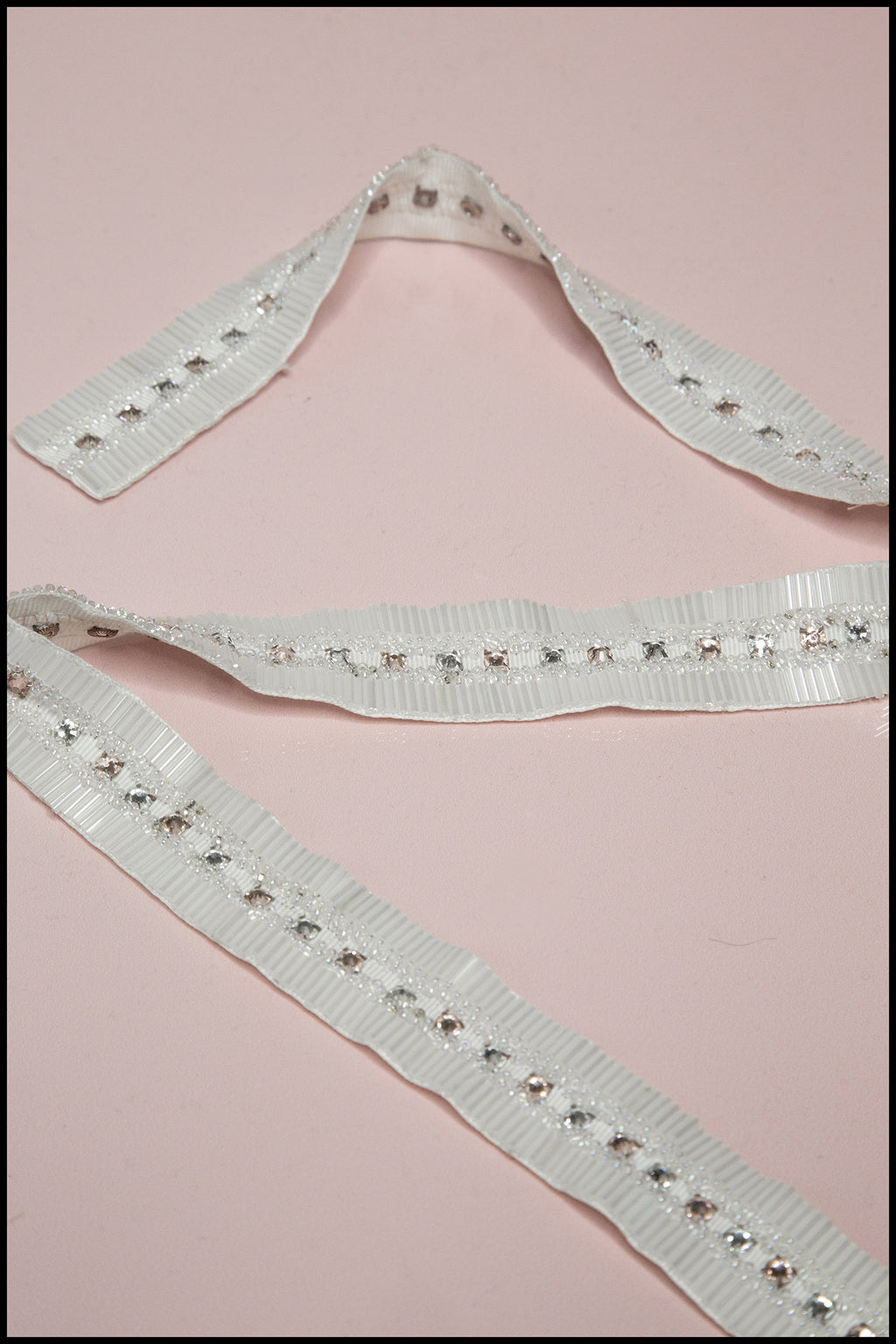 White and Pink Crystal Beaded Belt