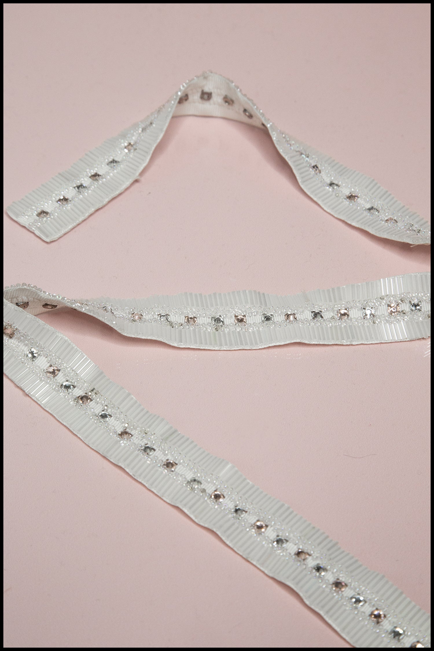White and Pink Crystal Beaded Belt