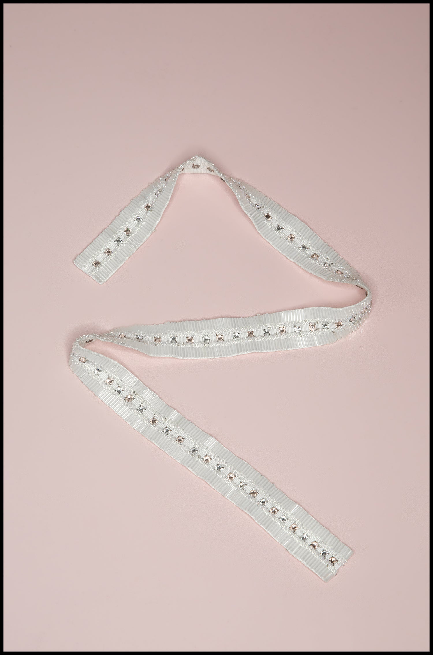 White and Pink Crystal Beaded Belt