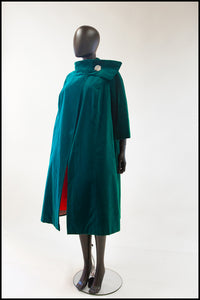 Vintage 1950s Emerald Green Velvet Evening Coat
