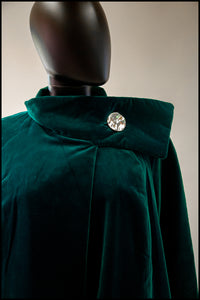 Vintage 1950s Emerald Green Velvet Evening Coat