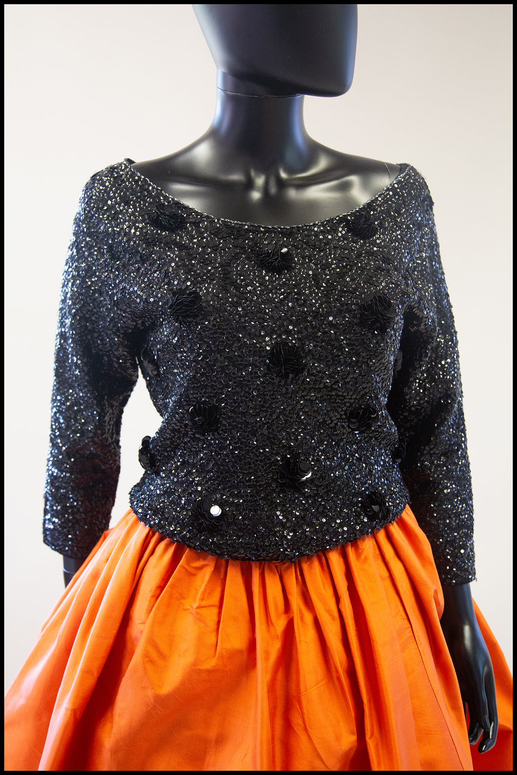 Vintage 1960s Black Polka Dot Sequin Top