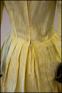 Vintage 1950s Yellow Brocade Princess Dress