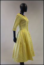 Vintage 1950s Yellow Brocade Princess Dress