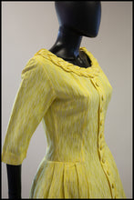 Vintage 1950s Yellow Brocade Princess Dress