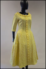 Vintage 1950s Yellow Brocade Princess Dress