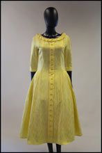 Vintage 1950s Yellow Brocade Princess Dress