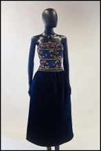 Vintage 1980s Navy Beaded Strapless Dress