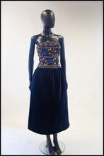 Vintage 1980s Navy Beaded Strapless Dress Alexandra King 