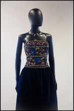 Vintage 1980s Navy Beaded Strapless Dress