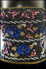Vintage 1980s Navy Beaded Strapless Dress