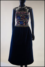 Vintage 1980s Navy Beaded Strapless Dress