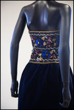 Vintage 1980s Navy Beaded Strapless Dress