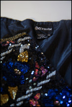 Vintage 1980s Navy Beaded Strapless Dress