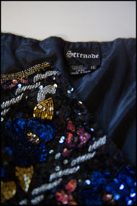 Vintage 1980s Navy Beaded Strapless Dress