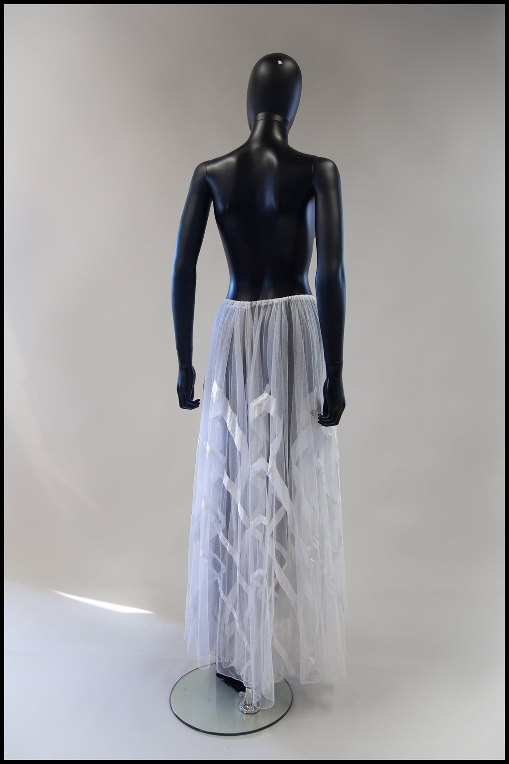 Vintage Ivory Tulle Chevron Maxi Skirt