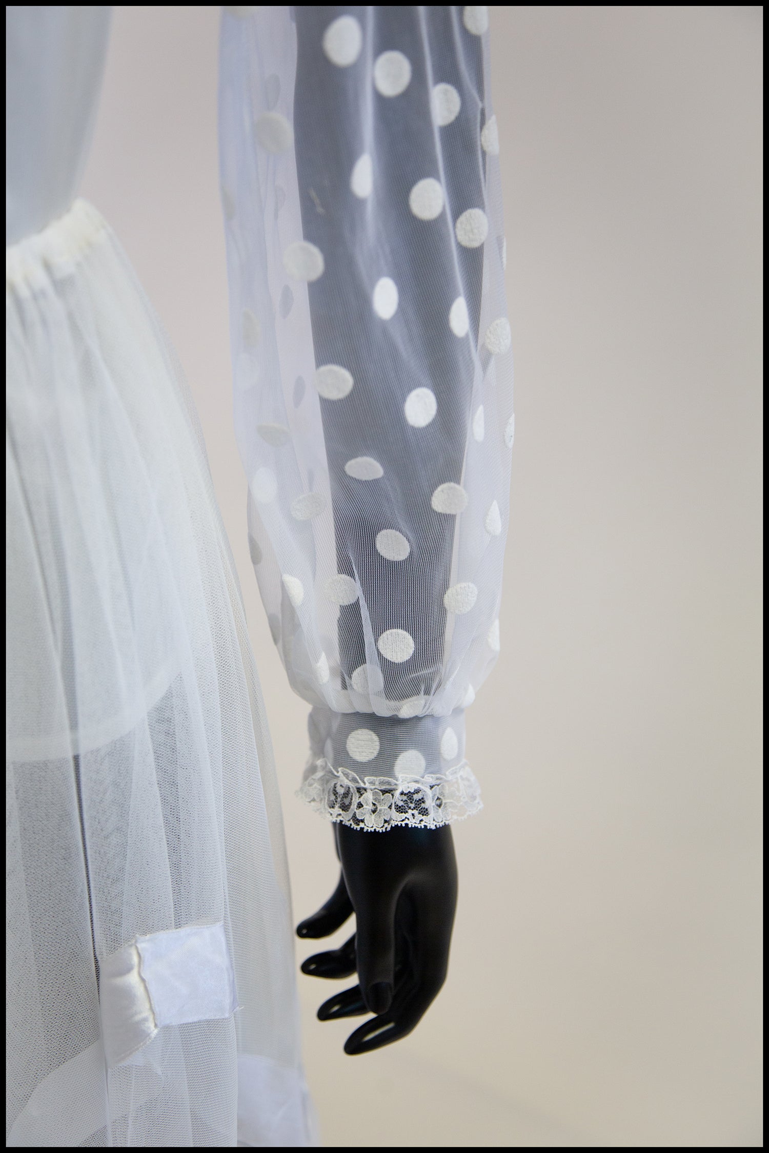 Vintage 1970s Ivory Polkadot Blouse